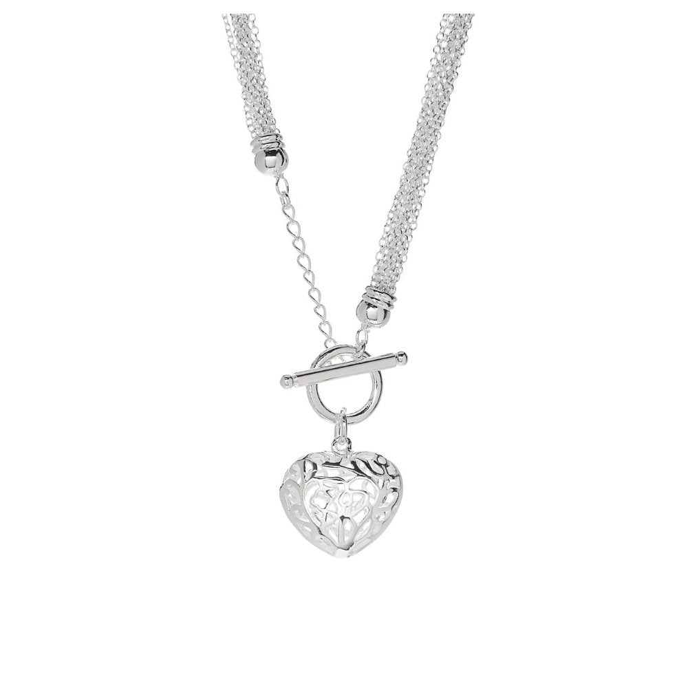 Multi Strand Silver Heart Charm Necklace Heart Necklaces for Women - Hollywood Sensation®