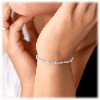 Square Tennis Bracelet for Women with White Diamond Cubic Zirconia-Hollywood Sensation®